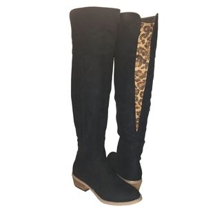 NWOT Not Rated - Bowen - Black with Leopard Trim Boot Size 6